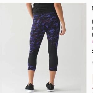 Lululemon Pace Rival Crop Leggings - Hounds Camo Emperor Blue Black Vintage - 4